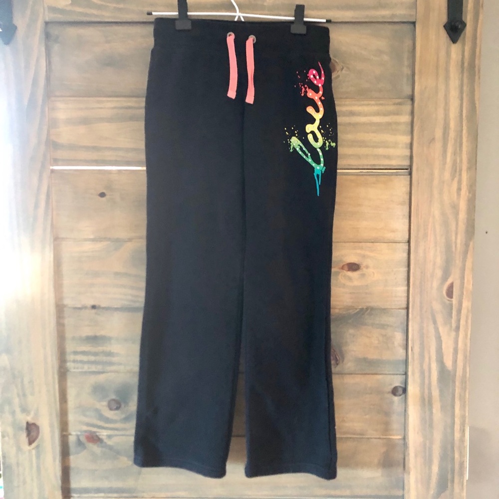 Girls Fashionable Black Love Sweatpants